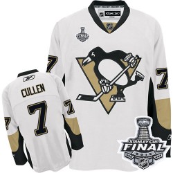 Men's Reebok Pittsburgh Penguins 7 Matt Cullen Premier White Away 2016 Stanley Cup Final Bound NHL Jersey