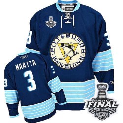 Men's Reebok Pittsburgh Penguins 3 Olli Maatta Authentic Navy Blue Third Vintage 2016 Stanley Cup Final Bound NHL Jersey