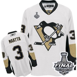 Men's Reebok Pittsburgh Penguins 3 Olli Maatta Authentic White Away 2016 Stanley Cup Final Bound NHL Jersey