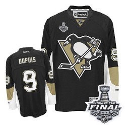 Men's Reebok Pittsburgh Penguins 9 Pascal Dupuis Authentic Black Home 2016 Stanley Cup Final Bound NHL Jersey