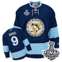 Men's Reebok Pittsburgh Penguins 9 Pascal Dupuis Authentic Navy Blue Third Vintage 2016 Stanley Cup Final Bound NHL Jersey