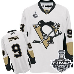 Men's Reebok Pittsburgh Penguins 9 Pascal Dupuis Authentic White Away 2016 Stanley Cup Final Bound NHL Jersey