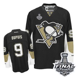 Men's Reebok Pittsburgh Penguins 9 Pascal Dupuis Premier Black Home 2016 Stanley Cup Final Bound NHL Jersey