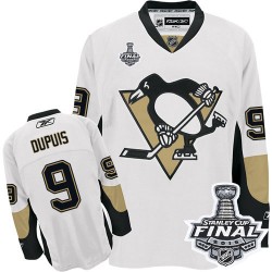 Men's Reebok Pittsburgh Penguins 9 Pascal Dupuis Premier White Away 2016 Stanley Cup Final Bound NHL Jersey