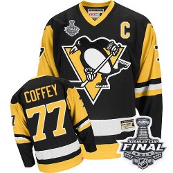 Men's CCM Pittsburgh Penguins 77 Paul Coffey Authentic Black Throwback 2016 Stanley Cup Final Bound NHL Jersey