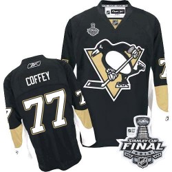 Men's Reebok Pittsburgh Penguins 77 Paul Coffey Authentic Black Home 2016 Stanley Cup Final Bound NHL Jersey
