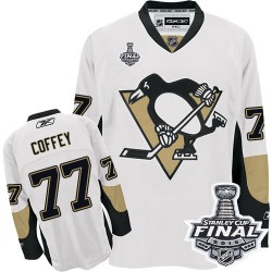 Men's Reebok Pittsburgh Penguins 77 Paul Coffey Authentic White Away 2016 Stanley Cup Final Bound NHL Jersey