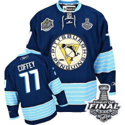 Men's Reebok Pittsburgh Penguins 77 Paul Coffey Premier Navy Blue Third Vintage 2016 Stanley Cup Final Bound NHL Jersey
