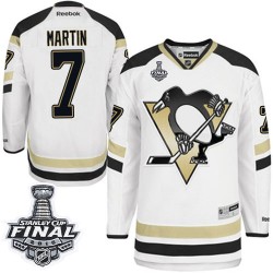 Men's Reebok Pittsburgh Penguins 7 Paul Martin Authentic White 2014 Stadium Series 2016 Stanley Cup Final Bound NHL Jersey