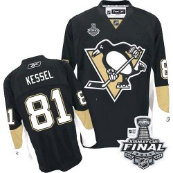 Men's Reebok Pittsburgh Penguins 81 Phil Kessel Premier Black Home 2016 Stanley Cup Final Bound NHL Jersey