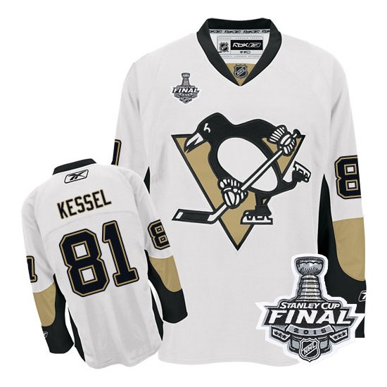 Men's Reebok Pittsburgh Penguins 81 Phil Kessel Premier White Away 2016 Stanley Cup Final Bound NHL Jersey
