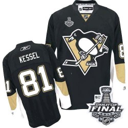 Youth Reebok Pittsburgh Penguins 81 Phil Kessel Authentic Black Home 2016 Stanley Cup Final Bound NHL Jersey