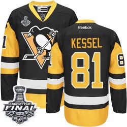 Youth Reebok Pittsburgh Penguins 81 Phil Kessel Authentic Black/Gold Third 2016 Stanley Cup Final Bound NHL Jersey