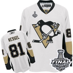 Youth Reebok Pittsburgh Penguins 81 Phil Kessel Authentic White Away 2016 Stanley Cup Final Bound NHL Jersey