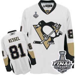 Youth Reebok Pittsburgh Penguins 81 Phil Kessel Premier White Away 2016 Stanley Cup Final Bound NHL Jersey