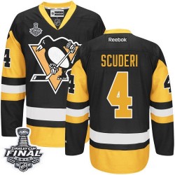 Men's Reebok Pittsburgh Penguins 4 Rob Scuderi Premier Black/Gold Third 2016 Stanley Cup Final Bound NHL Jersey