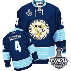 Men's Reebok Pittsburgh Penguins 4 Rob Scuderi Premier Navy Blue Third Vintage 2016 Stanley Cup Final Bound NHL Jersey