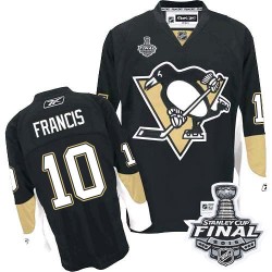 Men's Reebok Pittsburgh Penguins 10 Ron Francis Authentic Black Home 2016 Stanley Cup Final Bound NHL Jersey