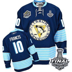 Men's Reebok Pittsburgh Penguins 10 Ron Francis Authentic Navy Blue Third Vintage 2016 Stanley Cup Final Bound NHL Jersey