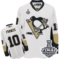 Men's Reebok Pittsburgh Penguins 10 Ron Francis Authentic White Away 2016 Stanley Cup Final Bound NHL Jersey