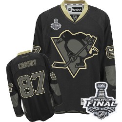 Men's Reebok Pittsburgh Penguins 87 Sidney Crosby Authentic Black Ice 2016 Stanley Cup Final Bound NHL Jersey