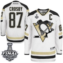Men's Reebok Pittsburgh Penguins 87 Sidney Crosby Premier White 2014 Stadium Series 2016 Stanley Cup Final Bound NHL Jersey