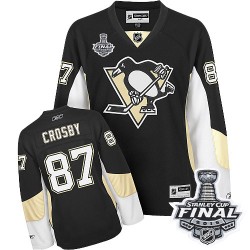 Women's Reebok Pittsburgh Penguins 87 Sidney Crosby Authentic Black Home 2016 Stanley Cup Final Bound NHL Jersey