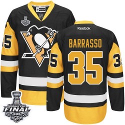 Men's Reebok Pittsburgh Penguins 35 Tom Barrasso Authentic Black/Gold Third 2016 Stanley Cup Final Bound NHL Jersey