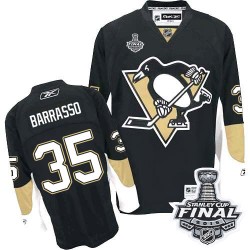 Men's Reebok Pittsburgh Penguins 35 Tom Barrasso Premier Black Home 2016 Stanley Cup Final Bound NHL Jersey