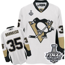 Men's Reebok Pittsburgh Penguins 35 Tom Barrasso Premier White Away 2016 Stanley Cup Final Bound NHL Jersey