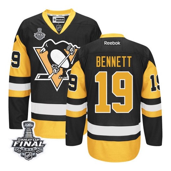 Men's Reebok Pittsburgh Penguins 19 Beau Bennett Premier Black/Gold Third 2016 Stanley Cup Final Bound NHL Jersey