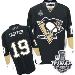 Men's Reebok Pittsburgh Penguins 19 Bryan Trottier Authentic Black Home 2016 Stanley Cup Final Bound NHL Jersey