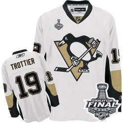 Men's Reebok Pittsburgh Penguins 19 Bryan Trottier Authentic White Away 2016 Stanley Cup Final Bound NHL Jersey